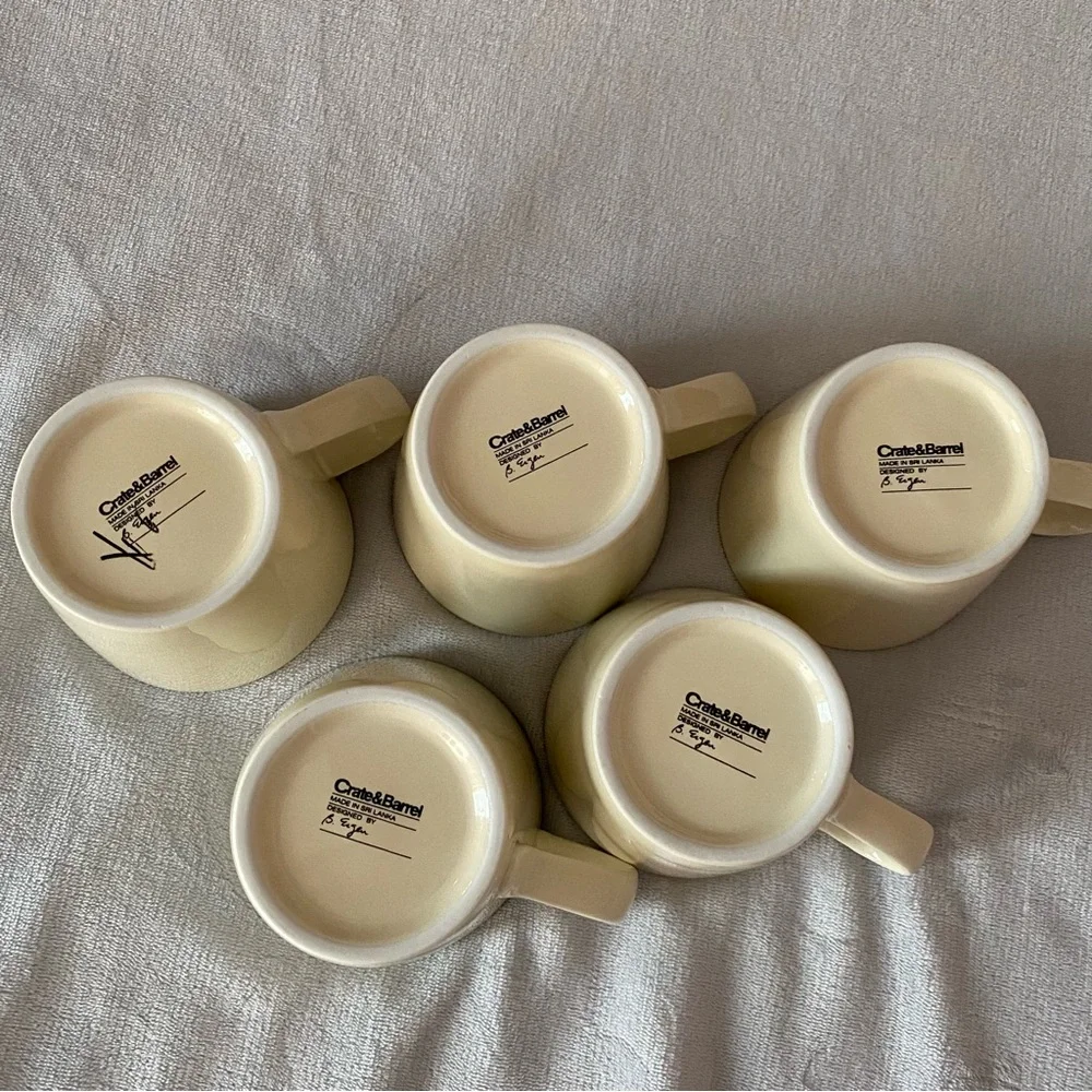 Crate &Barrel B.Eigen Margo Set of 5 Beige Ceramic Mugs